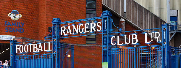 Glasgow Rangers Gates Glasgow, Scotland - July 26, 2014: The gates outside the Bill Struth Main Stand at Ibrox Stadium, home of Glasgow Rangers Football Club in Scotland. ibrox stock pictures, royalty-free photos & images