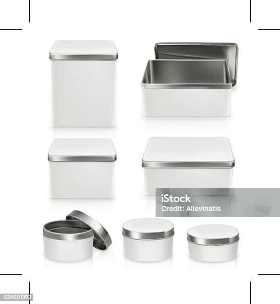 Set Of Metal Boxes Stock Illustration - Download Image Now - Box - Container, Metal, Template