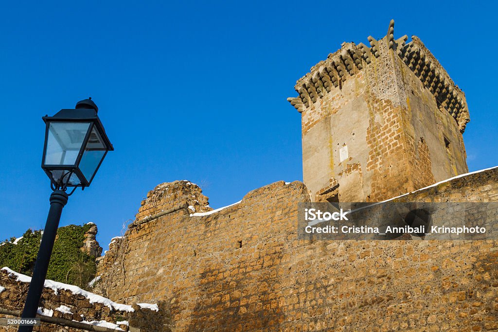 Castle of Borgia in Nepi in Italy Ancient medieval fortress in the province of Viterbo in Lazio in Italy Snow Stock Photo