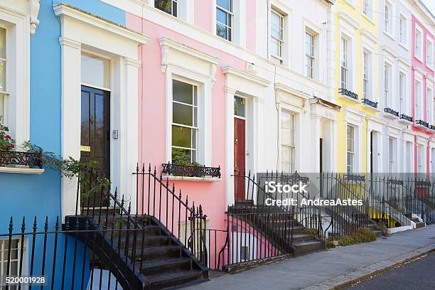 Colorful English Houses Facades In London Stock Photo - Download Image Now - House, Multi Colored, London - England