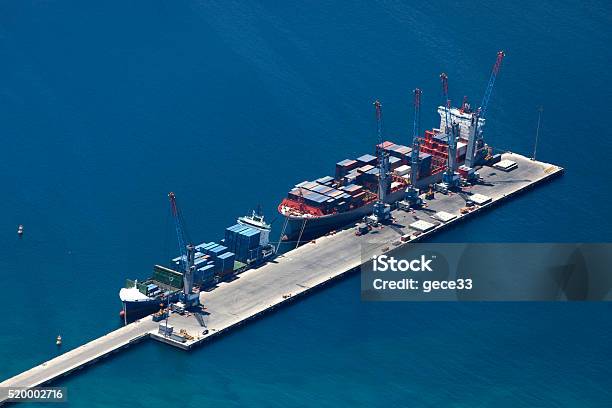 Aerial View Of Port With Chips Stock Photo - Download Image Now - Close To, Freight Transportation, Shipping