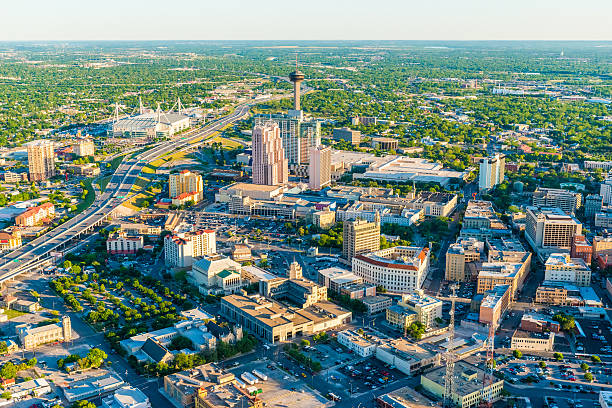 San Antonio Texas skyline cityscape aerial panorama stock photo