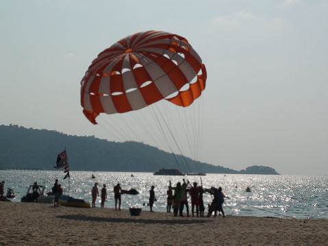 Scene Of Patong Beach And Parasailers At Phuket Thailand Southeast Asia