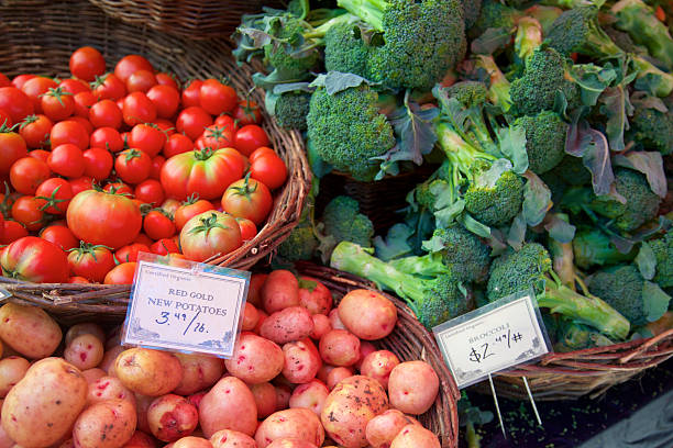 Vegan food. Healthy living. Healthy vegetable . Zucchini, carrots, broccoli, potatoes.