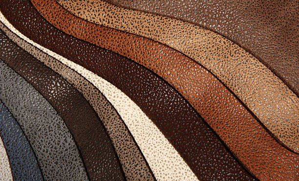 cuero artificial variedad tonos brillantes horizontal - tapizado negro fotografías e imágenes de stock