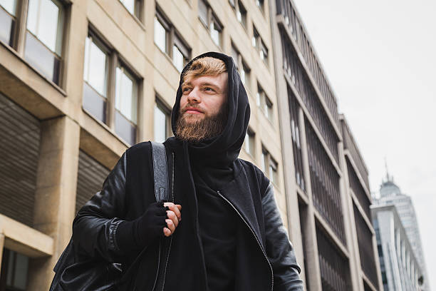 istock Stylish bearded man posing in the street 520006322