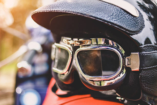 istock Old scooter with retro helmet on seat 520008616