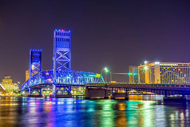 istock evening on St John's River and Jacksonville Florida skyline 520009362