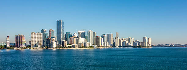 istock Miami Florida city skyline morning with blue sky 520009420