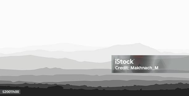 Landscape With Huge Mountain Range Stock Illustration - Download Image Now - Hill, Mountain, White Color