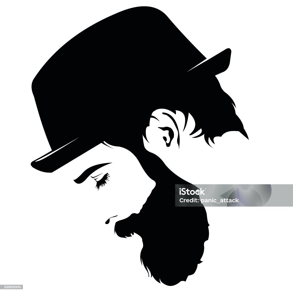 Profile of sad bearded man wearing hat with closed eyes Vector profile view of sad bearded man wearing hat looking down Men stock vector