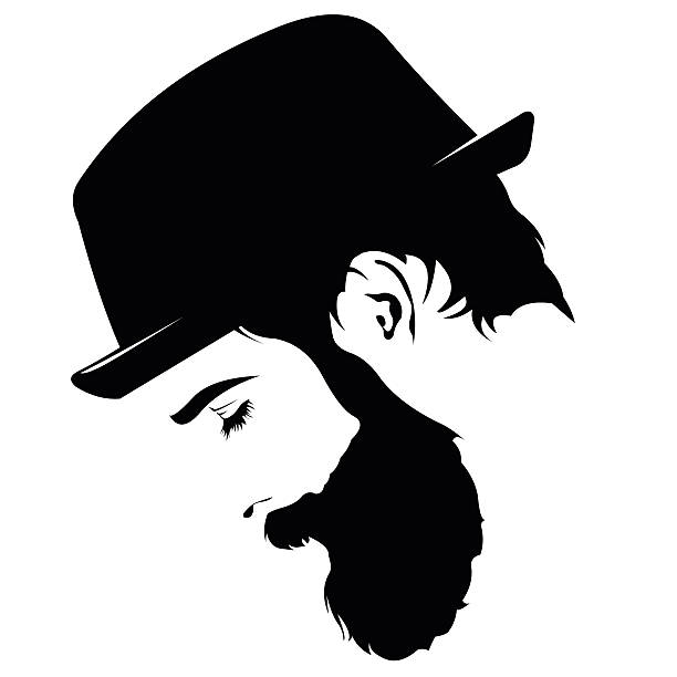Profile of sad bearded man wearing hat with closed eyes vector art illustration