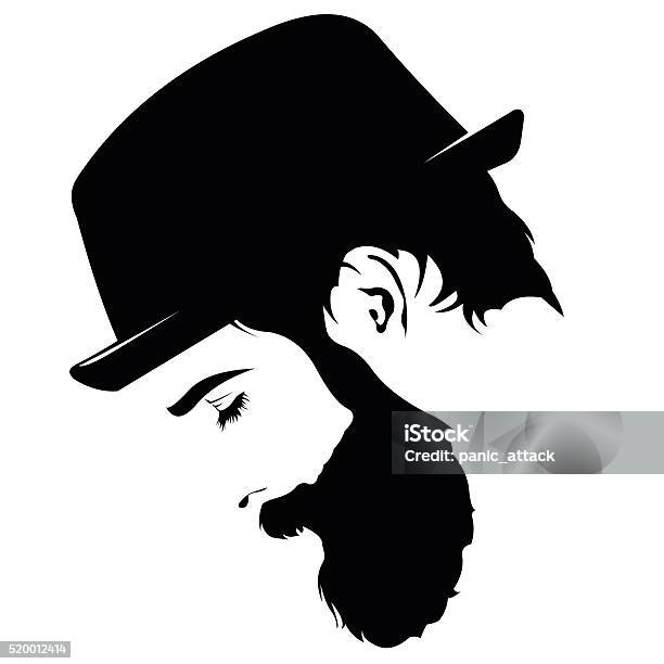 Profile Of Sad Bearded Man Wearing Hat With Closed Eyes Stock Illustration - Download Image Now