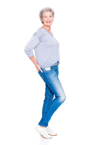 istock Senior woman in blue jeans 520014250