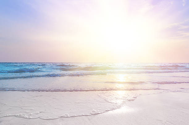 夜明けの海 - sun sky beach sea ストックフォトと画像