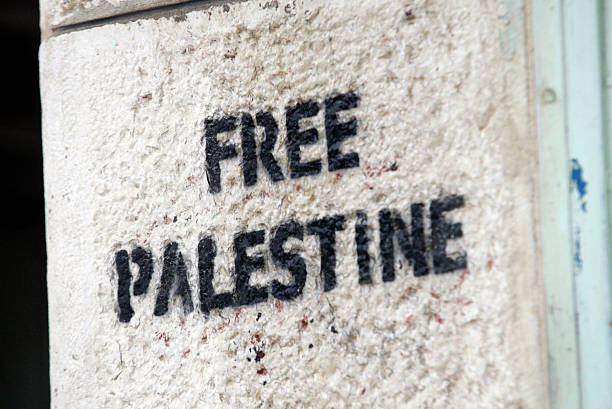 istock Free Palestine graffiti on a wall in Hebron 520018505