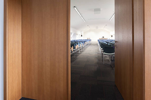 Modern classroom shot from doorway stock photo