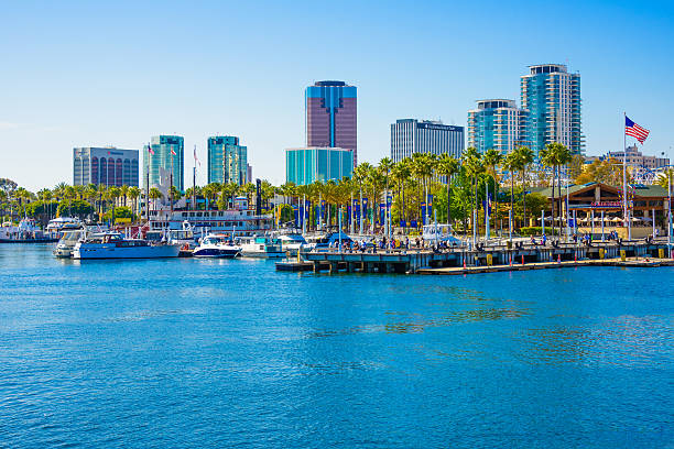 istock Long Beach California skyline and ShoreLine Aquatic Park 520023023