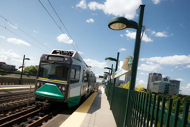 istock Train pulling out of station in Boston, MA 520023157