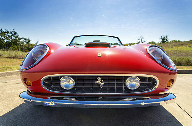 Westlake, Texas, USA - October 18, 2014: A red 1962 Ferrari 250 GT California Spyder is on display at the 4th Annual Westlake Classic Car Show. Front view.