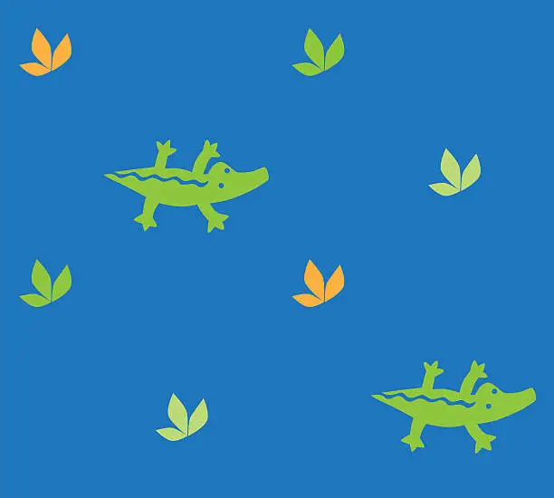 Vector illustration of Seamless pattern with funny crocodiles