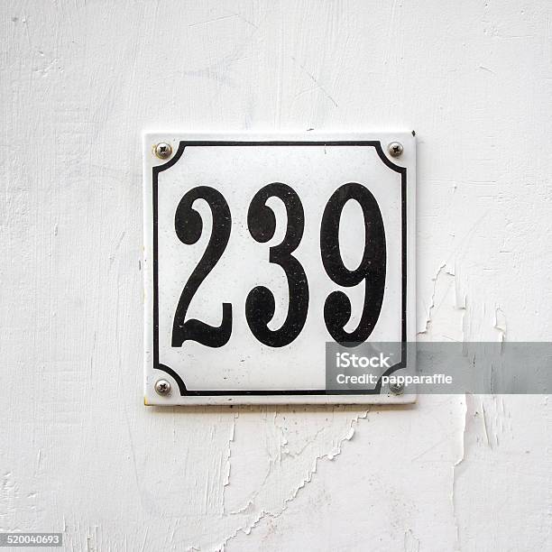 Number 239 Stock Photo - Download Image Now - House Address, Plate, Black Color