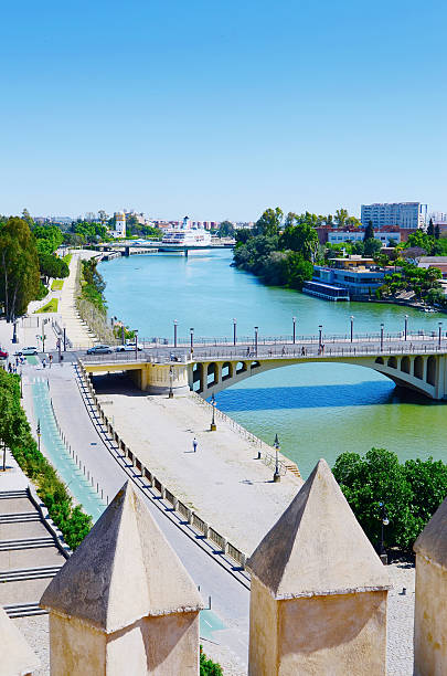 istock Panoramic view in Sevilla, looking from Golden Tower 520040873