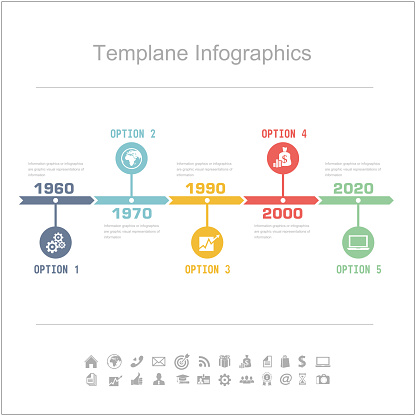 Business Timeline Infographics vector design template for financial reports, website, infographic statistics.