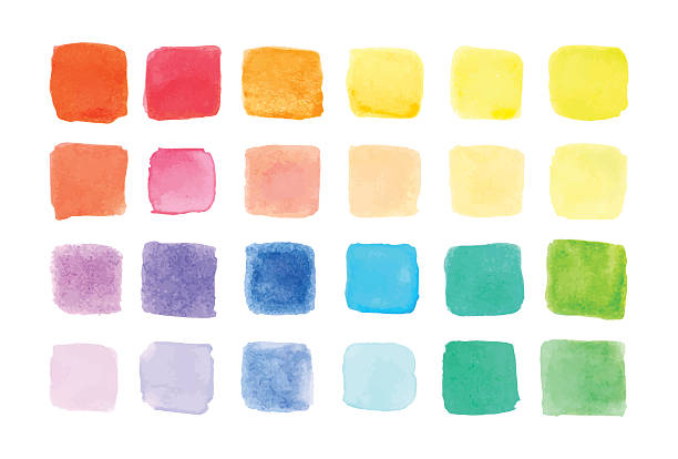 ilustrações de stock, clip art, desenhos animados e ícones de tinta de aguarela paleta de cores, ilustração vetorial - color swatch print color image spectrum