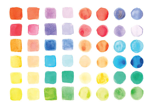 Watercolor paints palette, vector illustration Watercolor paints palette, vector illustration white background isolated on white vibrant color drawing stock illustrations