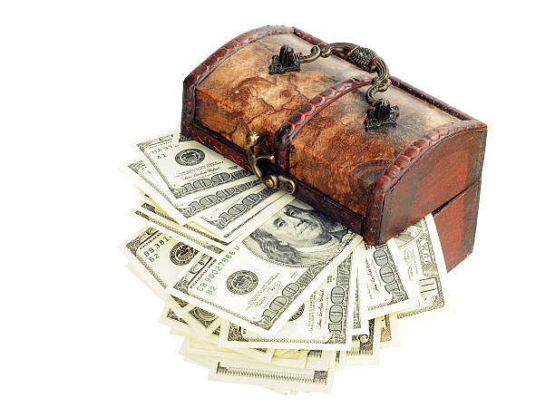 istock Wooden chest with dollars 520042141