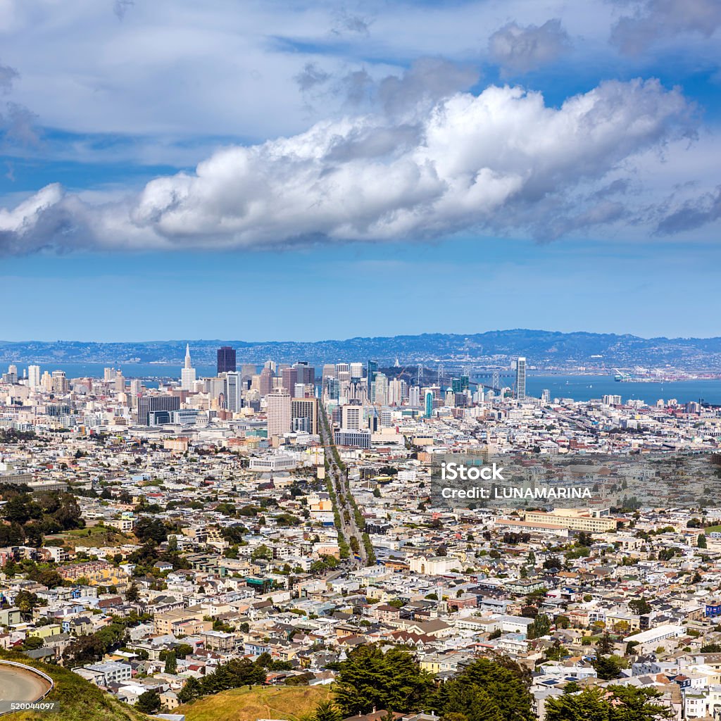 San Francisco skyline from Twin Peaks in California San Francisco skyline from Twin Peaks in California USA high angle view Architecture Stock Photo