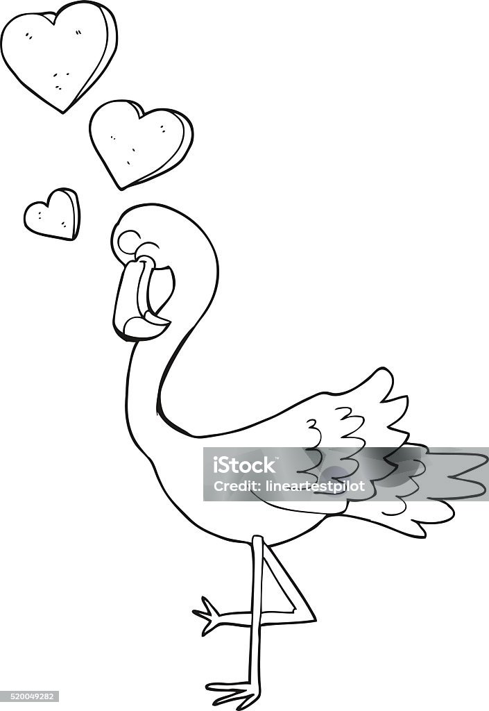 Black And White Cartoon Flamingo In Love Stock Illustration - Download  Image Now - Bird, Bizarre, Black And White - iStock