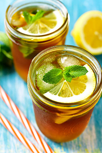 istock Iced lemon tea in a mason jar. 520053212