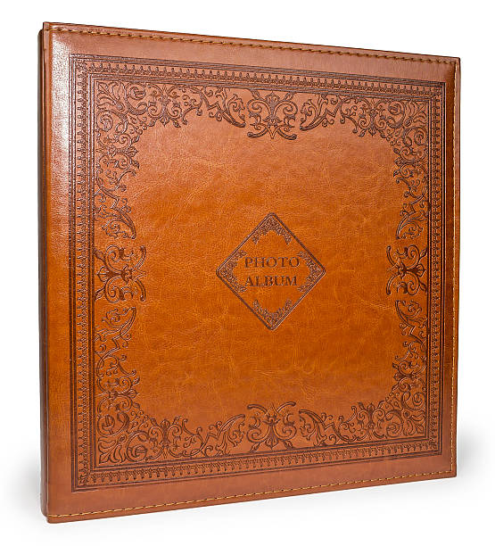 istock Brown leather photo album cover with decorative frame 520054238
