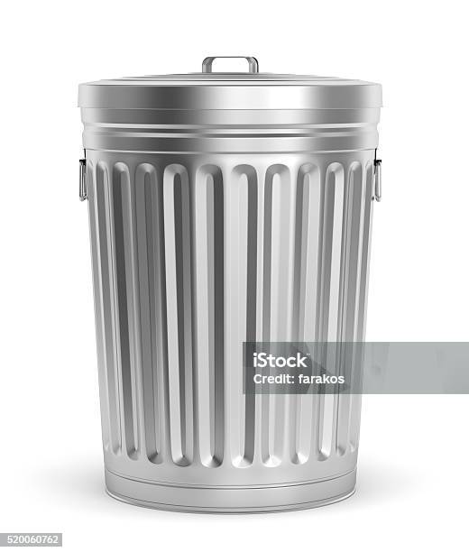 Steel Trash Can Stock Photo - Download Image Now - Garbage Can, Illustration, Three Dimensional
