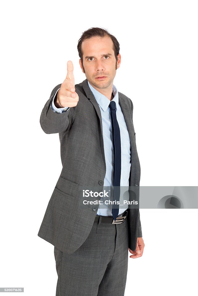 Handsome businessman doing different expressions in different sets of clothes Handsome businessman doing different expressions in different sets of clothes: gun sign Activity Stock Photo