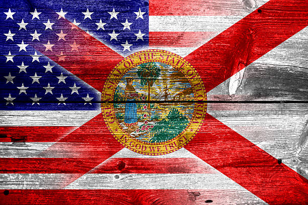 сша и флаг штата флорида - florida state стоковые фото и изображения