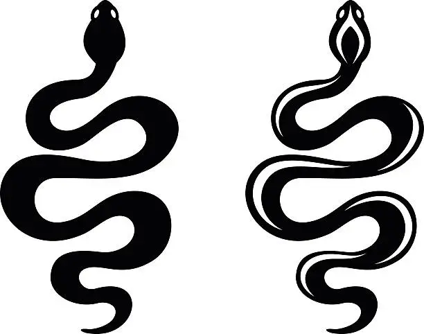 Vector illustration of Snakes. Vector black silhouettes.