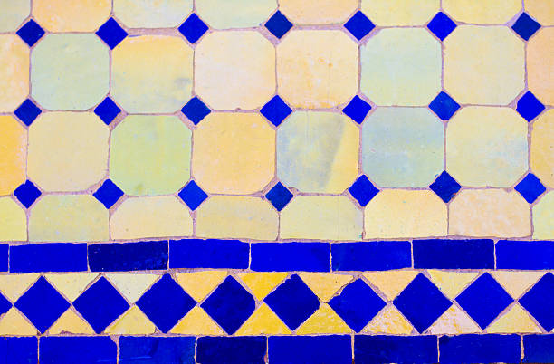 istock Yellow & Blue Moroccan Wall with Mosaic Tile Inlay 520073353