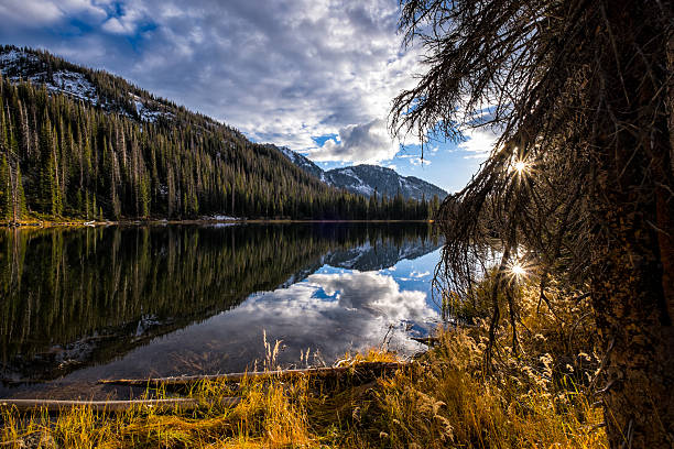Gold Creek Lake Mountain Landscape Gold Creek Lake Mountain Landscape - Scenic landscape at sunset in the Mount Zirkel Wilderness Area.  Steamboat Springs, Colorado USA. steamboat springs stock pictures, royalty-free photos & images