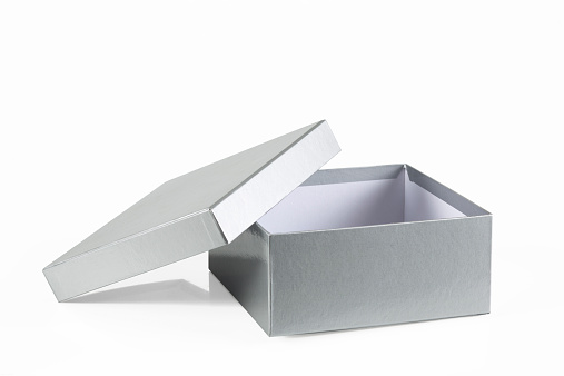Inox Grey Color Box Opened Grey Color Box Isolated On White With Path Stock Photo ...
