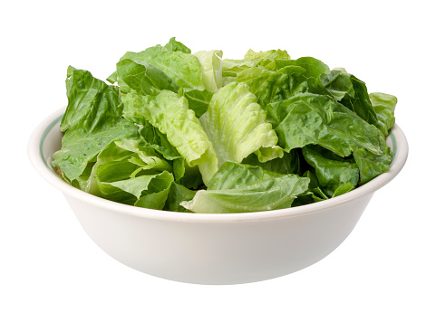 Romaine Salad Bowl isolated on a white background.