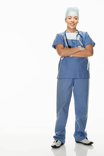 istock Female surgeon on white background, portrait 520073925
