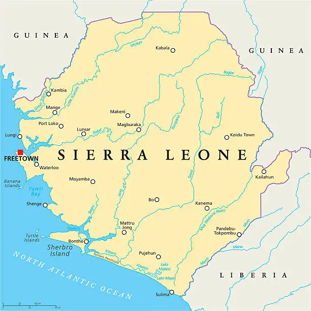 Vector illustration of Sierra Leone Political Map