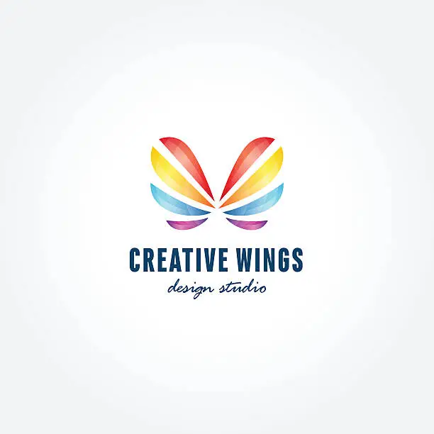 Vector illustration of Colorful butterfly creative trendy symbol, logo template