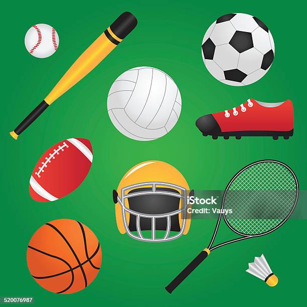 Vector Illustration Of Sport Items Set Stock Illustration - Download Image Now - Activity, American Culture, American Football - Sport