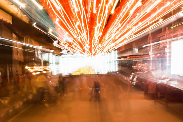 istock Abstract motion blur of lights 520086446