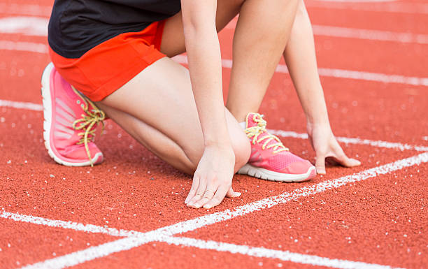 istock Asian woman is running in running track 520086926