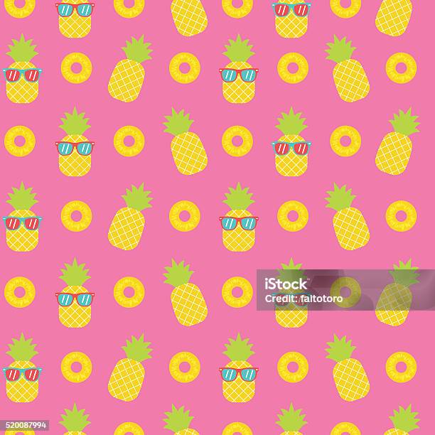 Niedlich Nahtlose Muster Hintergrund Ananas Stock Vektor Art und mehr Bilder von Ananas - Ananas, Bildhintergrund, Bunt - Farbton